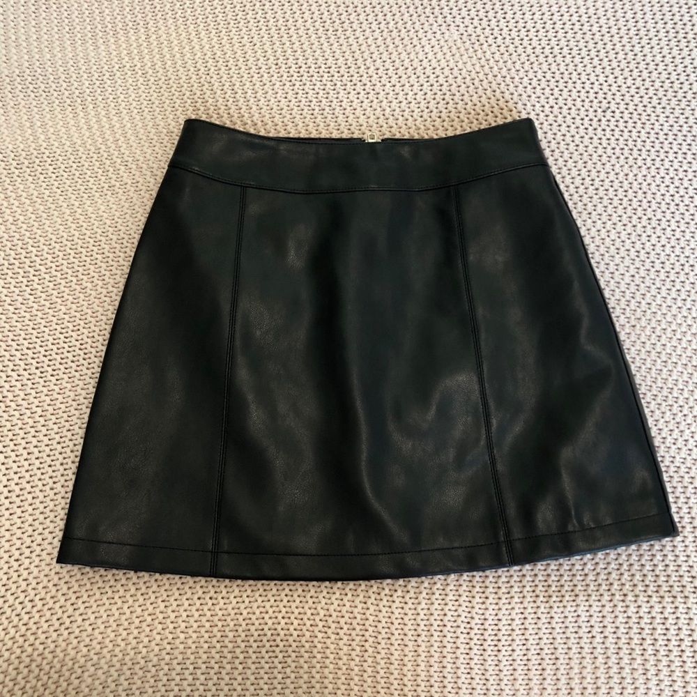 Black leather mini skirt